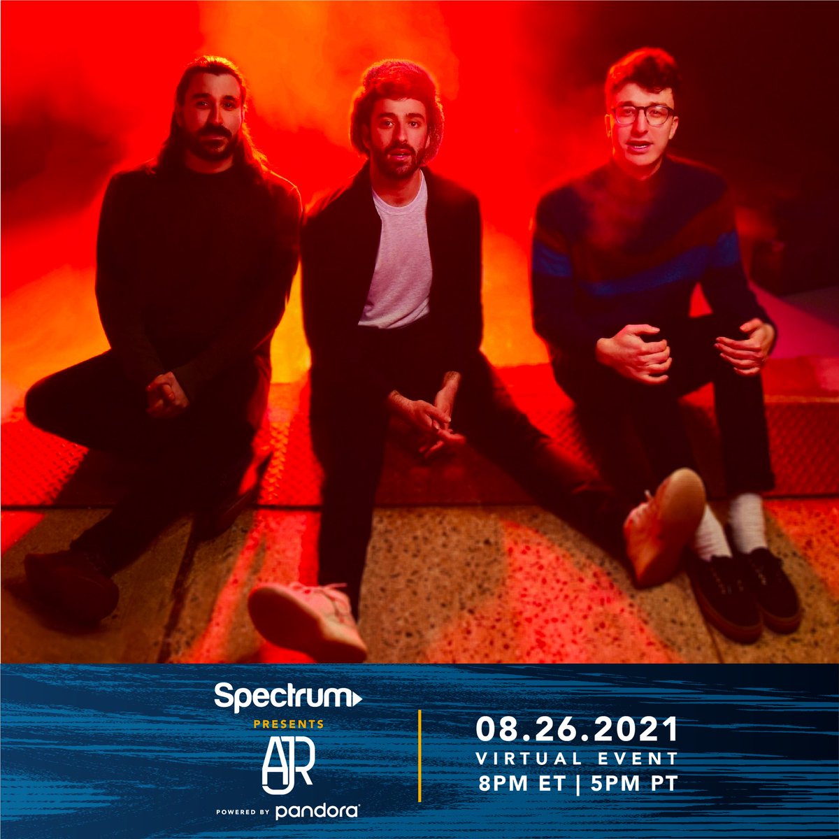 AJRBrothers's tweet photo. Playing some songs and games with @pandoramusic and @GetSpectrum on Thursday, 8/26. RSVP here: https://t.co/3ivvyc9yB6 https://t.co/K5fNDEvcER