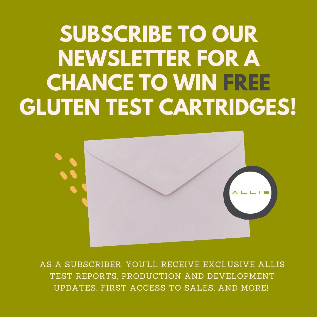 GetAllisSensor's tweet image. Don't forget to keep in touch - subscribe to our newsletter at getallis.com for exclusive updates, sales, test reports, and a chance to win FREE gluten test cartridges!