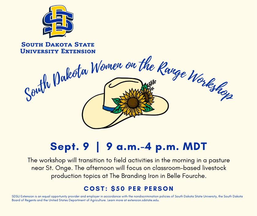 NRCS-South Dakota (@nrcs_sd) on Twitter photo Reminder! <a href="/SDSUExtension/">SDSU Extension</a> is hosting the Women on the Range Workshop September 9th! See the flyer for how you can register. Reminder! <a href="/SDSUExtension/">SDSU Extension</a> is hosting the Women on the Range Workshop September 9th! See the flyer for how you can register.