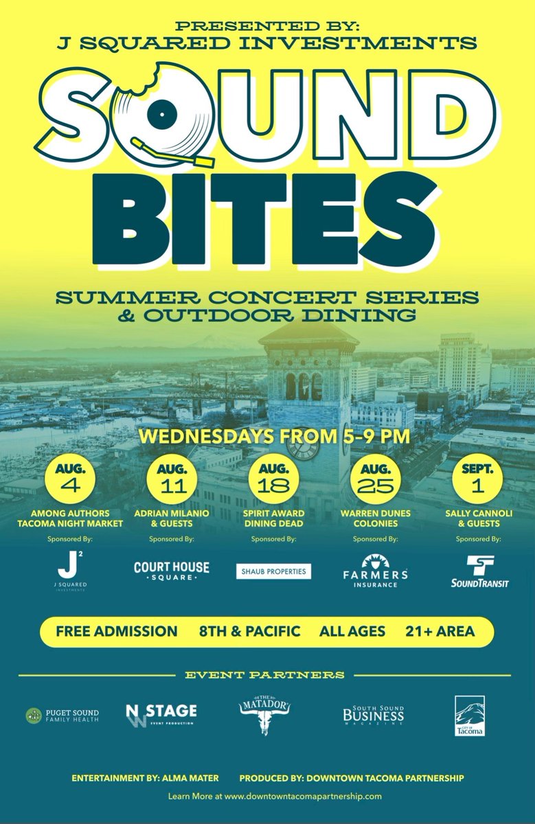 We are playing a free outdoor show in Tacoma this Wednesday at 5pm! Get there early.