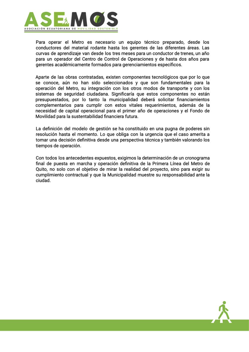 #Atención #Quito Manifiesto ante la crisis institucional del Municipio del Distrito Metropolitano de Quito y su afectación a la puesta en marcha del Metro de Quito.
<a href="/elcomerciocom/">El Comercio</a> <a href="/teleamazonasec/">Teleamazonas</a> <a href="/el_telegrafo/">El Telégrafo Ecuador</a> <a href="/LaPosta_Ecu/">La Posta</a> <a href="/EcuavisaInforma/">Ecuavisa Noticias</a>
