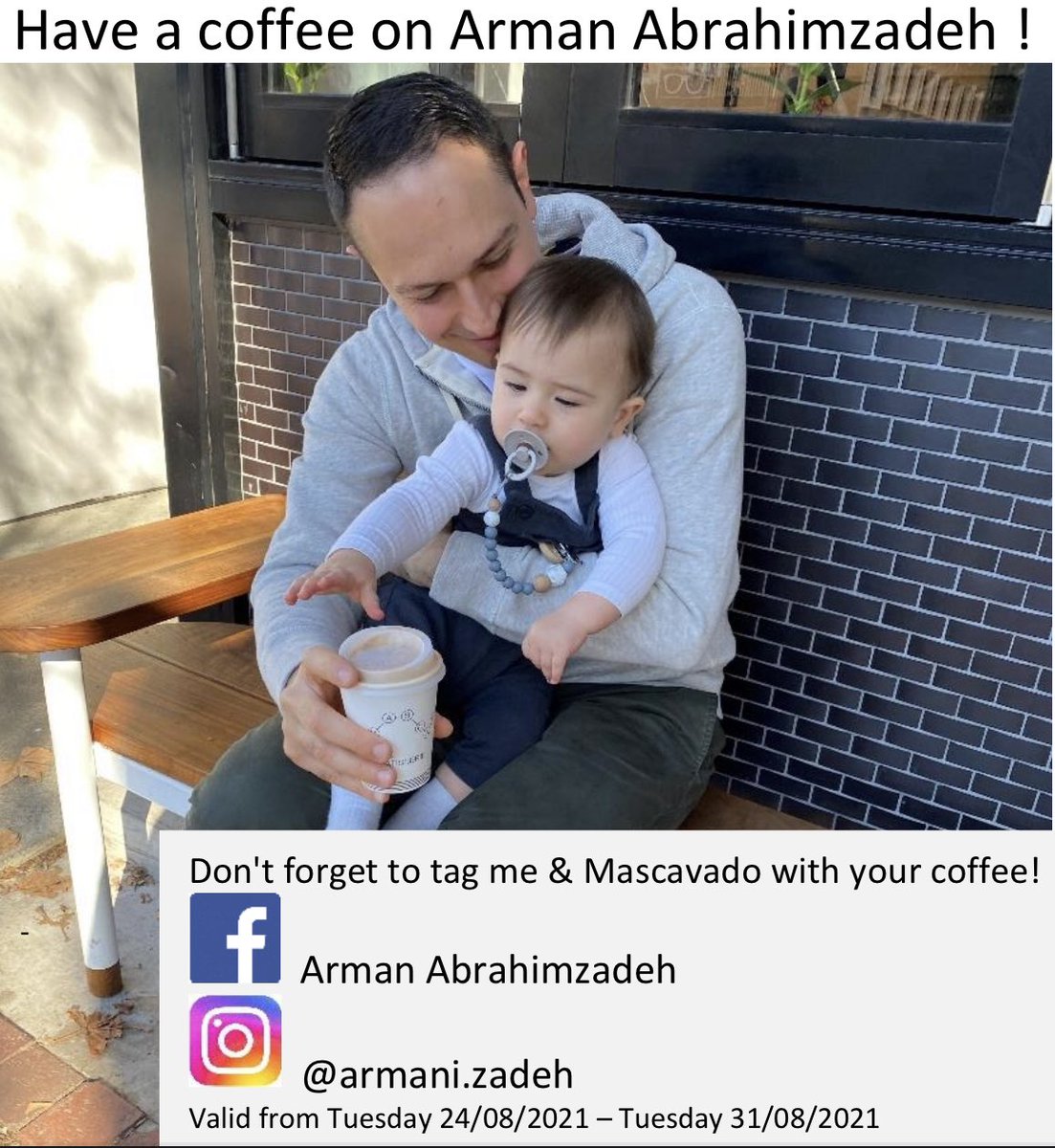 To celebrate Raphael’s 1st birthday, I am buying you a free coffee at one of his favourites, Mascavado on Hutt Street! Buy 1 hot drink or 1 sweet treat & you will get a free hot drink of same value, when you show them this post. First 100 coffees only, limits & conditions apply!