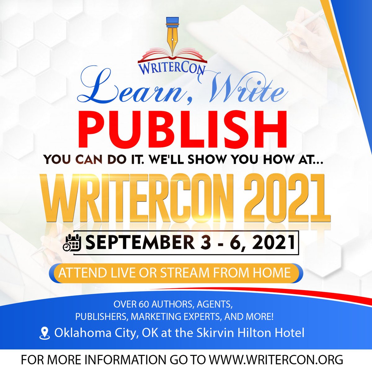 JenMcMurrain's tweet photo. No time to write? Wanna write a rough draft in 30 days? Join me at WriterCon on Labor Day wkd and I'll teach you how to do both! Plus 3 full days of workshops, master classes, and good ol' conference fun! ~ https://t.co/BuwWCVozBX #writercon #learnwritepublish #writingconference https://t.co/sVveOd2Xcb