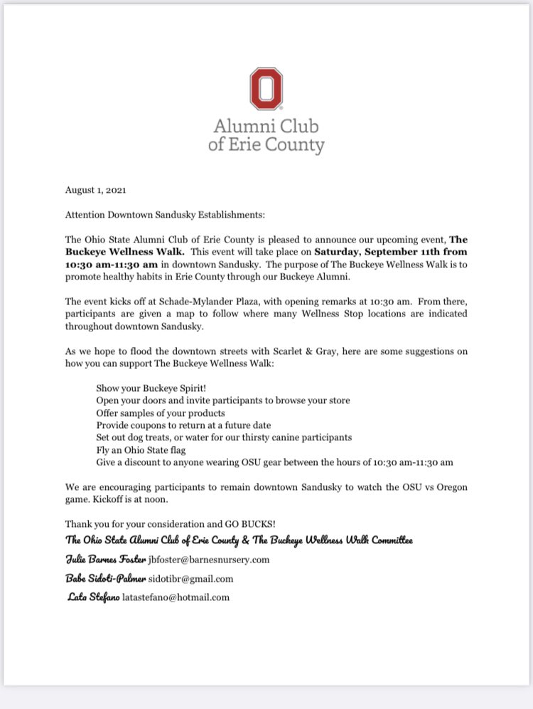 Hey, Buckeye Fans! 
Please join us for this fun pre-game event on Saturday 9/11.  
Sponsored by The OSU Alumni Club of Erie Co. #BucksOverDucks <a href="/cityofsandusky/">City of Sandusky</a> <a href="/OhioState/">Ohio State</a> <a href="/OhioStateFB/">Ohio State Football</a> <a href="/SanduskyRec/">Sandusky Recreation</a> <a href="/sanduskyregistr/">Sandusky Register</a>
