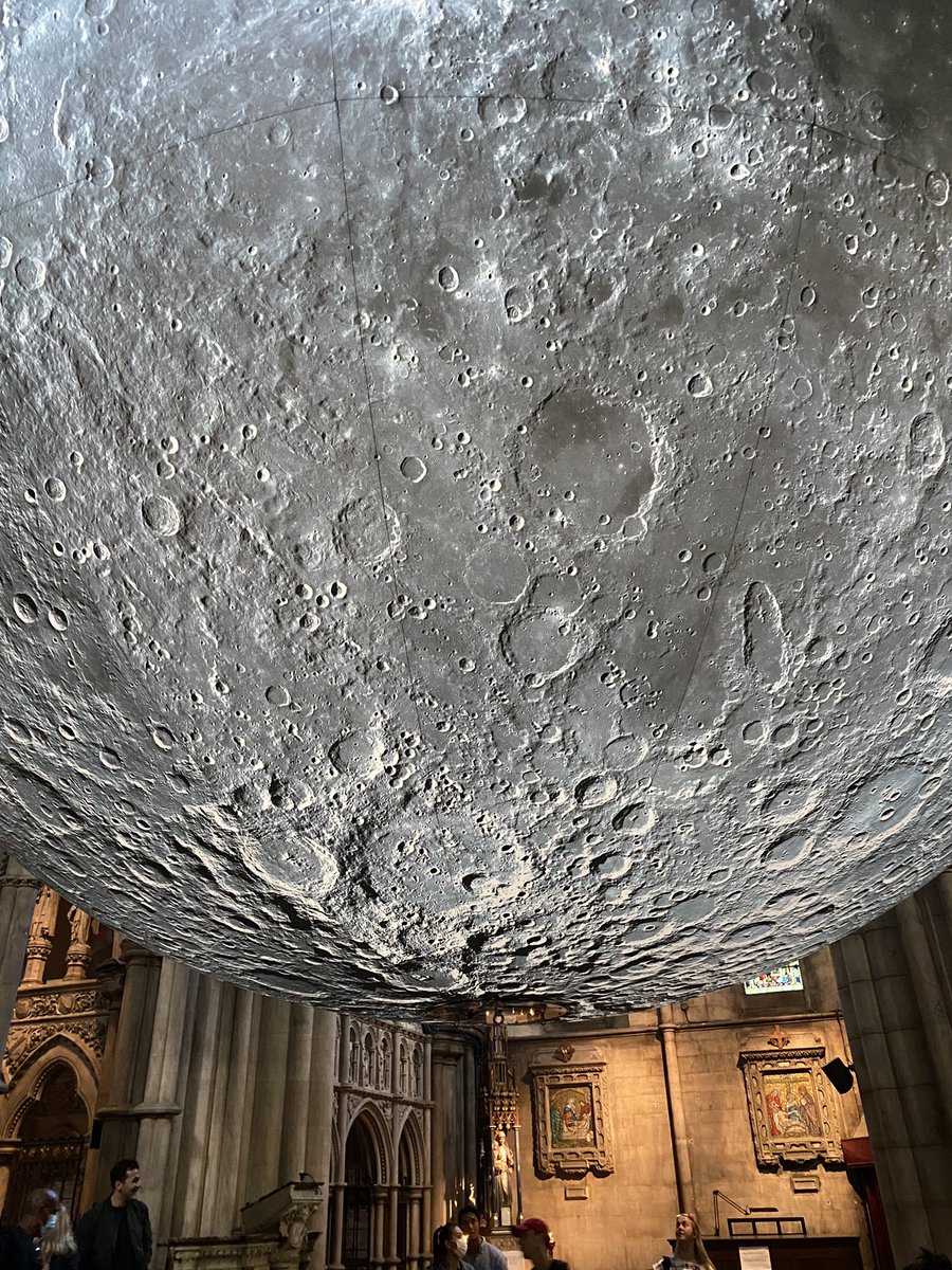 upstarttheatre's tweet photo. Brilliant seeing @lukejerram Museum of the Moon this evening at St John the Baptist church in London. It’s free to visit as part of @kcfestivaluk til the 30th. #tinymoon https://t.co/by0MOwHvHI