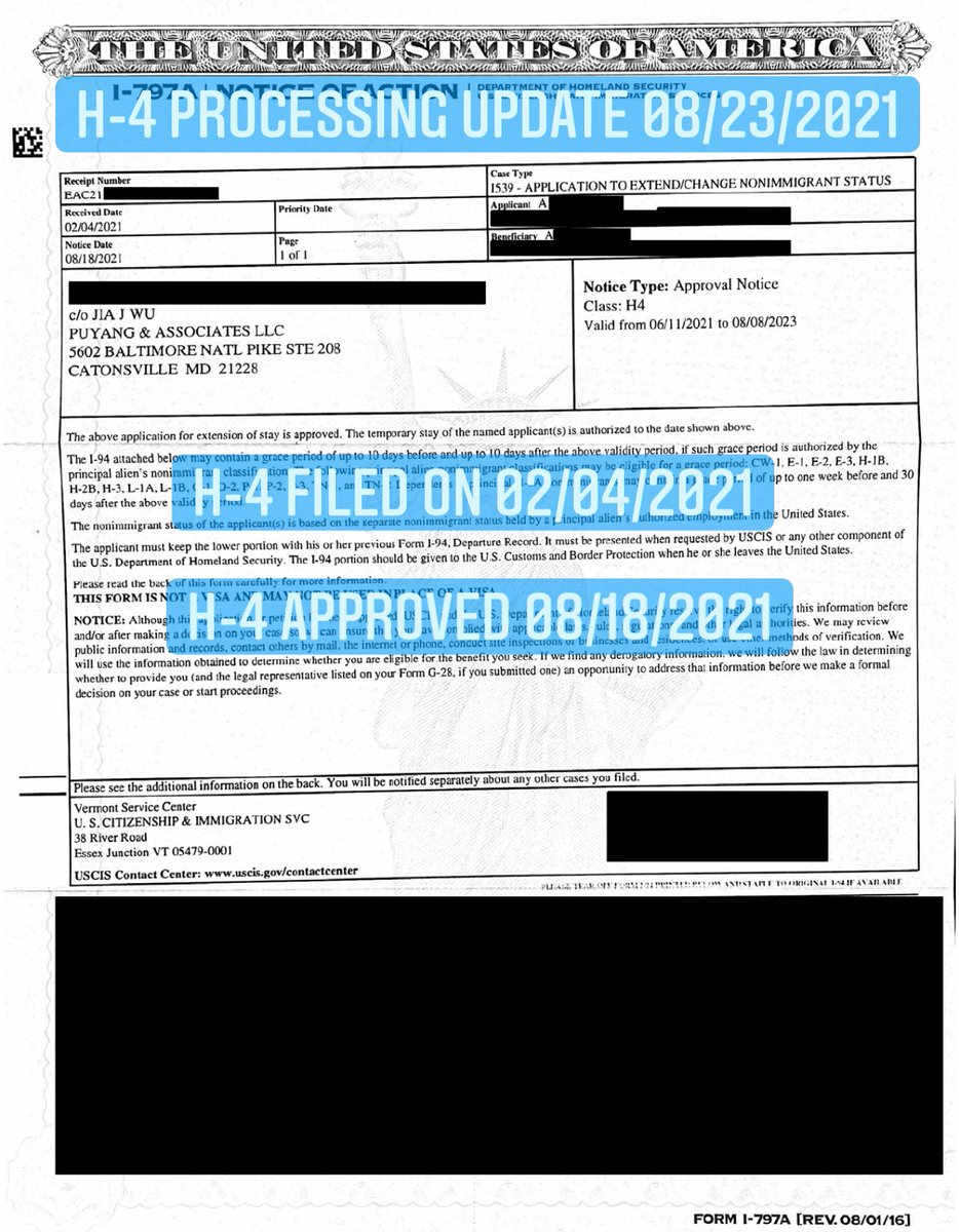 jayw_u's tweet photo. We received an H-4 approval which was filed on February 4, 2021. The applicant completed H-4 biometrics on May 14, 2021. The principal received H-1B approval on February 18, 2021.
https://t.co/tG1U8TgBjt
#h4 #h1b #uscisdelay #h4ead https://t.co/j1MXLogqyW