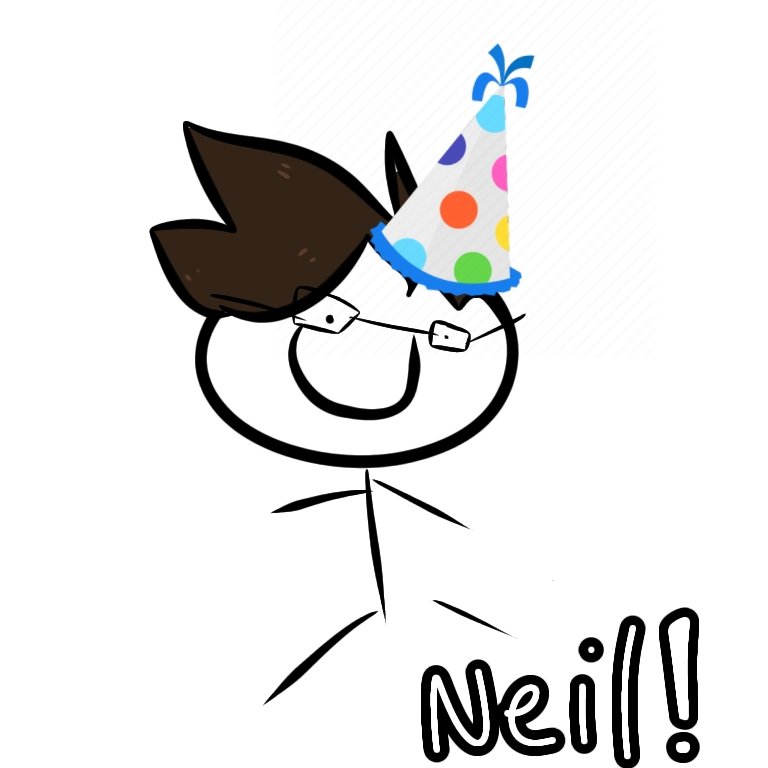 Happy birthday have an amazing drawing that took 6 mins of neil cicierega in a bday hat 