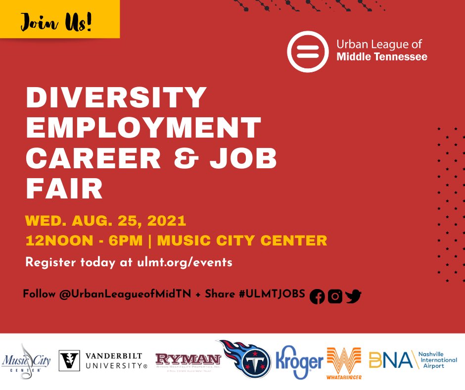 UrbanLeagueULMT's tweet photo. Hope youโre getting ready to join us this Wednesday for the Diversity Employment Career and Job Fair.
Register now: https://t.co/8TS0BIio0O
#ulmtcareers #ulmtjobs #ulmtwork #diversity #gethired #gotowork #getworking #workforce https://t.co/ZA3YDcu5cv