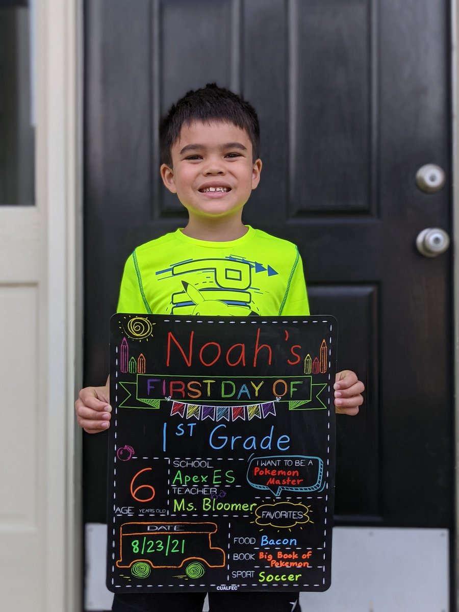 Happy first day of First Grade to my Noah! 🤩💚💛🐾