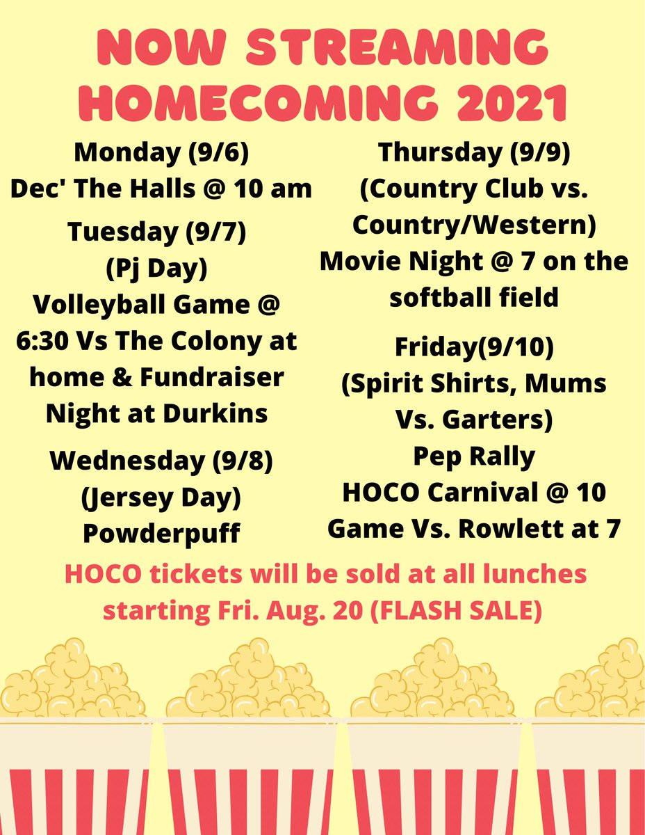 Hey lions! Get pumped because homecoming this year will be SO fun!! Check the graphic for dates and events, and get ready for more info to come!
