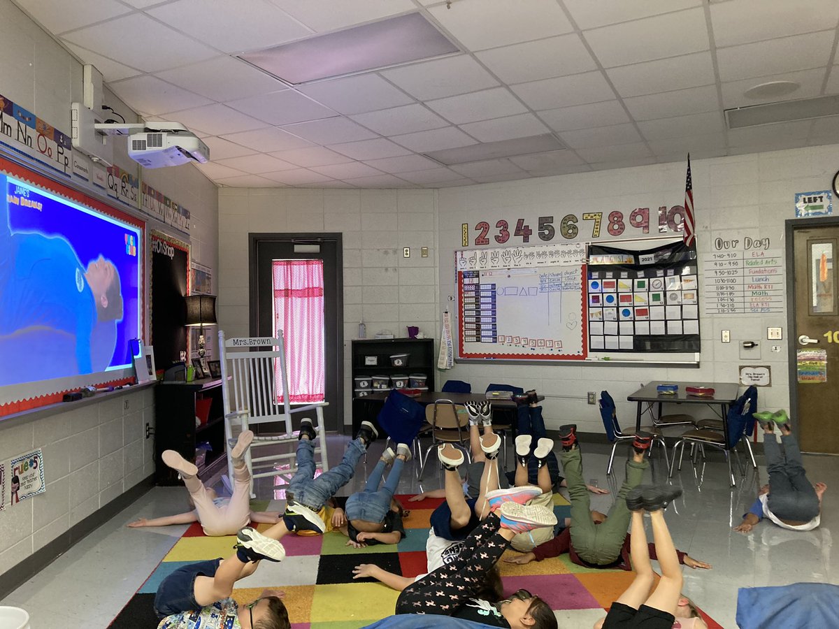 When it’s too hot to play outside, we relax with some Cosmic Kids Yoga! #Kindergarten