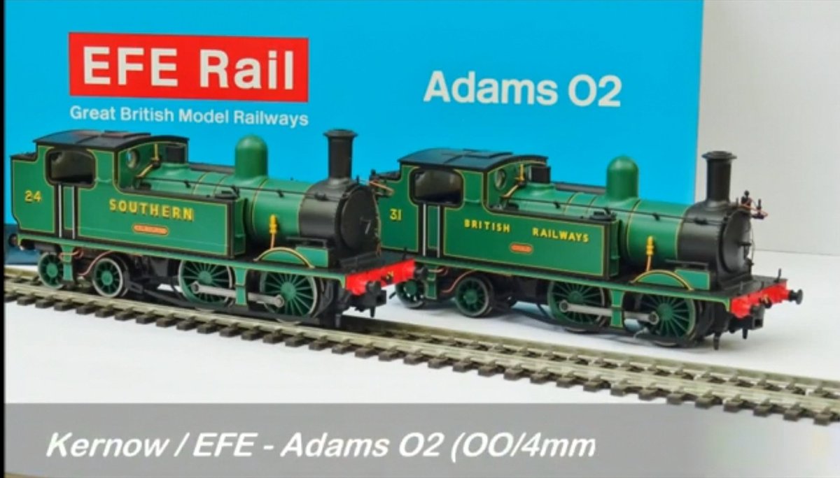 MattwicksBMR's tweet photo. A short mini review or Kernows/EFE rail, Adams O2 tanks.
Same tooling, motor, and mechanism, but a different colour..
4 models released, 3 IOW varients and 1 push-pull.
https://t.co/zvvzclil77

#ModelReview #AdamsO2  #KernowModelRailCentre #EFErail #OO #4mm #IOW #IsleOfWight https://t.co/OqWD4HK1KH