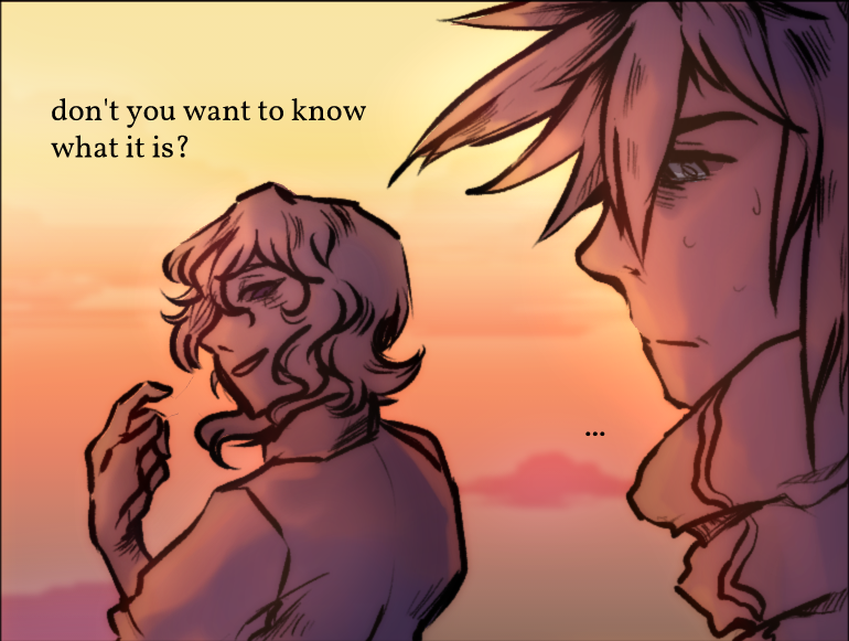 ecdymir's tweet photo. a chat at sunset....and a human life, neku! (a long awaited gift and continuation of the @hyenapple twewy tweet series) https://t.co/ZPkB3r0bGZ