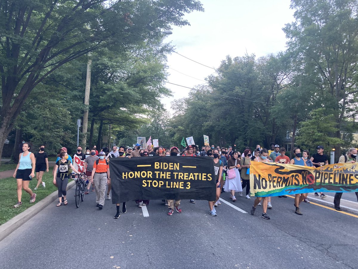 Web3Resist's tweet photo. Straight talk:

Marching to the home of the top White House staffer isn’t harassment. 

It’s accountability.

If @WHCOS @RonaldKlain won’t #StopLine3 - the people will https://t.co/EUhZ0fBnnG