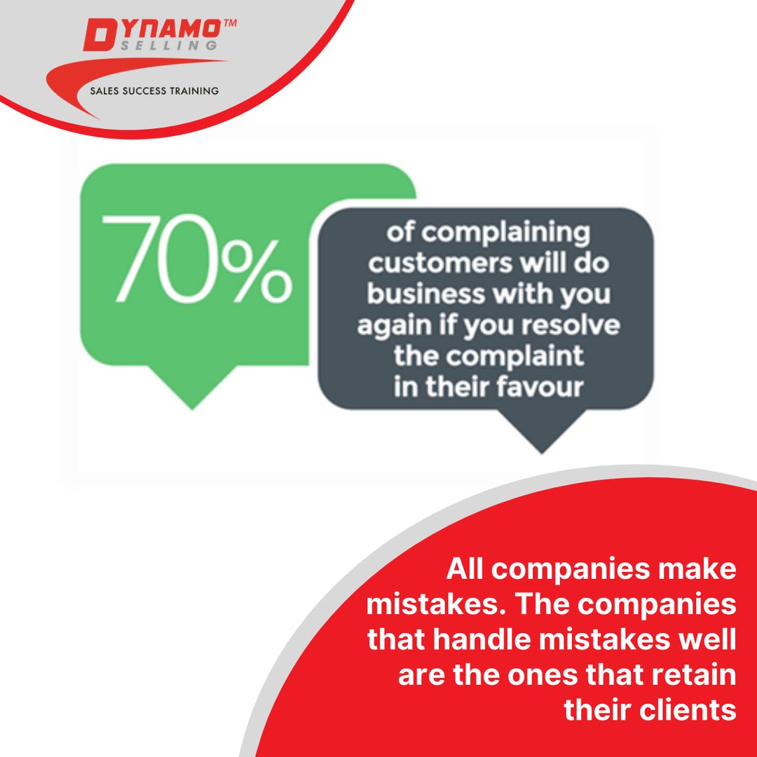 DynamoSelling's tweet image. 70% of customers who are unhappy with your service will come back to you if you resolve the complaint in their favour.
#SalesTraining #DynamoSelling #EssentialCommunication