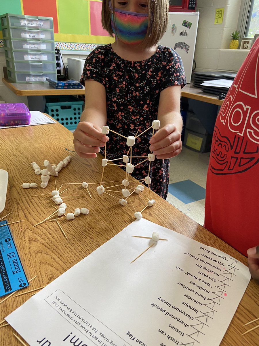 Exciting first day of 2nd grade. Writing our names with playdoh and table team marshmallow tower building! #ashlandsoar