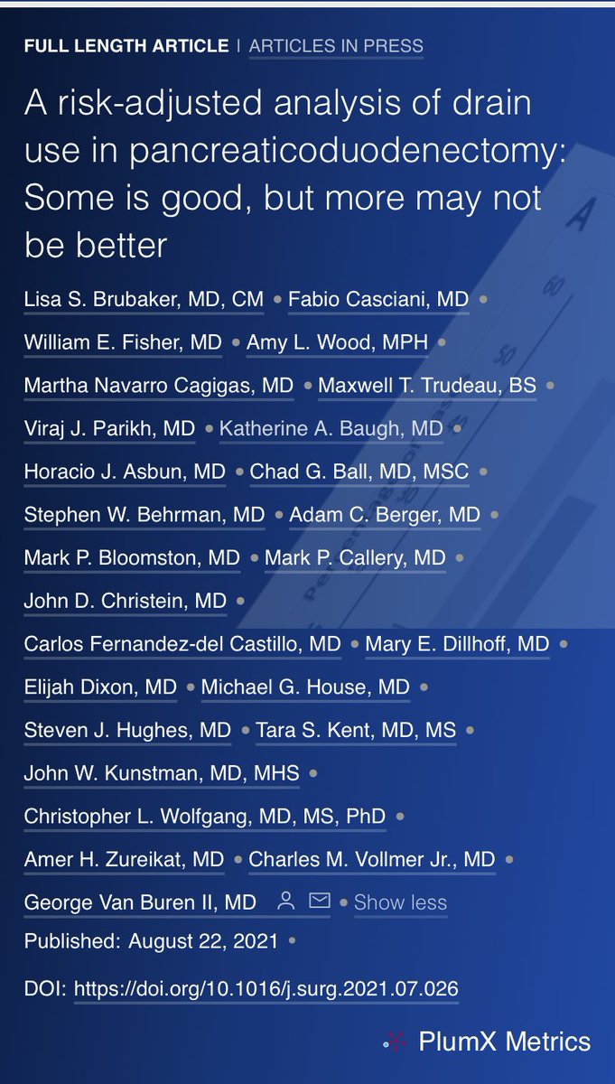 SurgJournal's tweet photo. A risk-adjusted analysis of drain use in pancreaticoduodenectomy: Some is good, but more may not be better 

@F_Casciani @asbun_hj @GeorgeVanBuren @mary_dillhoff @BCM_Surgery @BIDMCSurgery @pennsurgery @OSUSurgery @PittSurgery @YaleSurgery @hpb_so @me4_so

https://t.co/CxvfSpV7Fx https://t.co/DyYzAQtvTz