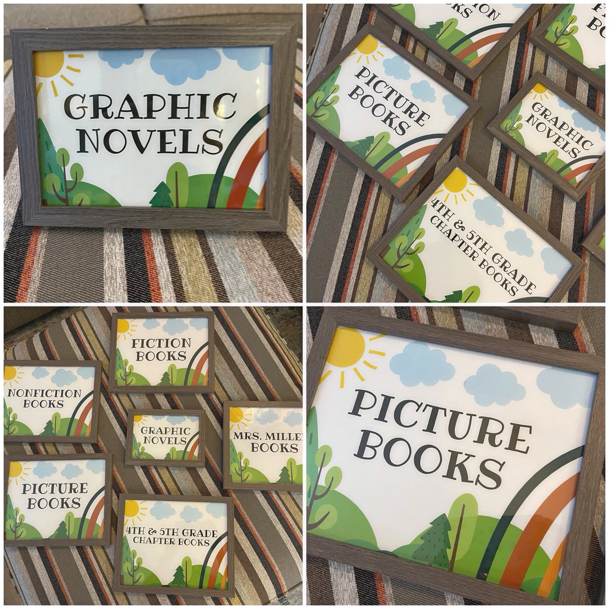 shannonmmiller's tweet image. I am loving the new #librarysignage for the @vanmeterschools Library. I’ll set these on the shelves and use command strips to hang them from the end of shelves too. 📚

They’ll make a big difference to our #vanmeterreaders ❤️

#vanmeter #tlchat #futurereadylibs