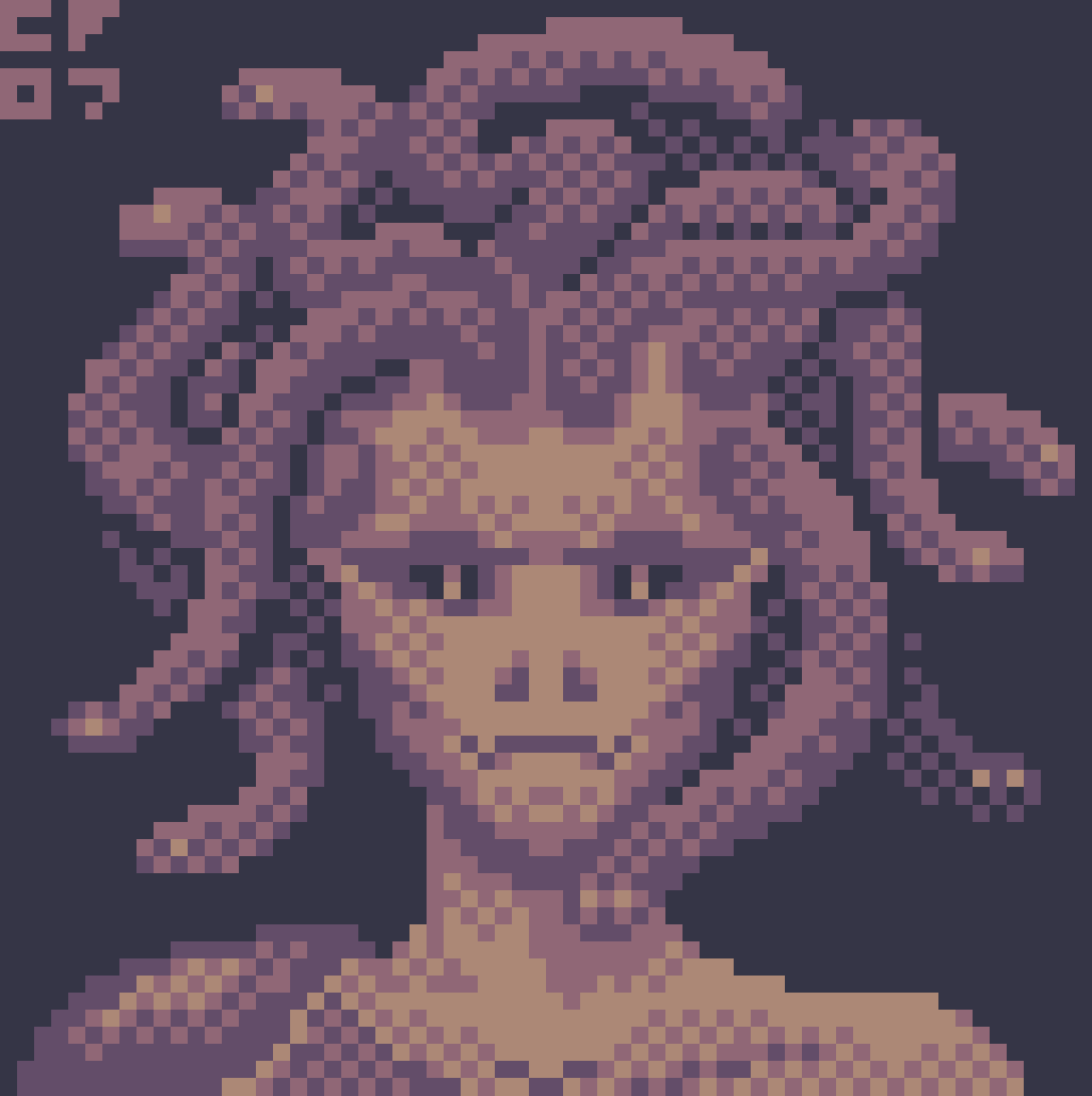 Cornflower07's tweet photo. A petrifying stare from #medusa #lospecdailies #monday4 #myth #pixelart https://t.co/MAAAHjo88O