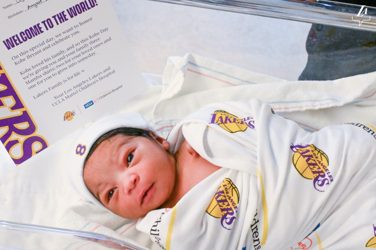 Lakers's tweet photo. Kobe fans from Day One

In honor of Kobe’s birthday, the Lakers teamed up with @UCLAHealth to gift special care packages to newborns and their families. #MambaForever https://t.co/vvzcTUsxUS