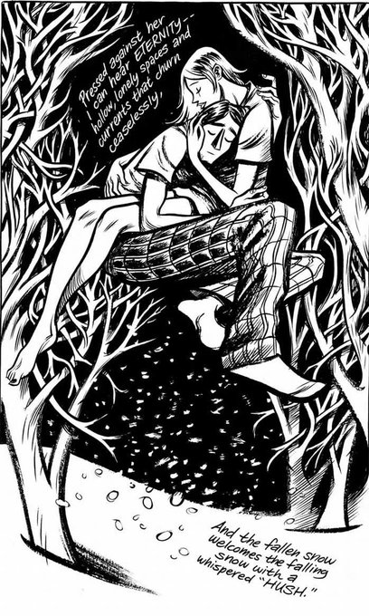 every summer i reread blankets by craig thompson and it just makes me wanna take up heavy black and ink again :] one of my fav gn 