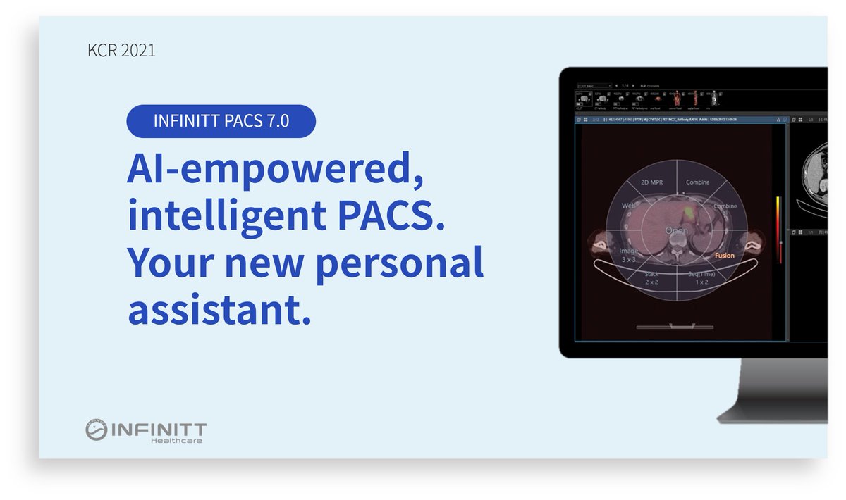 INFINITThealth's tweet photo. INFINITT PACS 7.0 seamlessly integrates top-notch AI technologies into your daily radiology workflow.
Learn more about INFINITT PACS 7.0 at our onsite booth (#G-07, Hall B2) or through the KCR's online exhibition website.
#KCR2021 #Booth_G-07 #INFINITTHealthcare #AI_PACS https://t.co/Kj6QwPtdGz