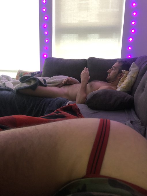 Jock Strap Day ??? Rules are; 1) Wear Jock, and 2) Always be ready! He getting ready for round 3 ? https://t