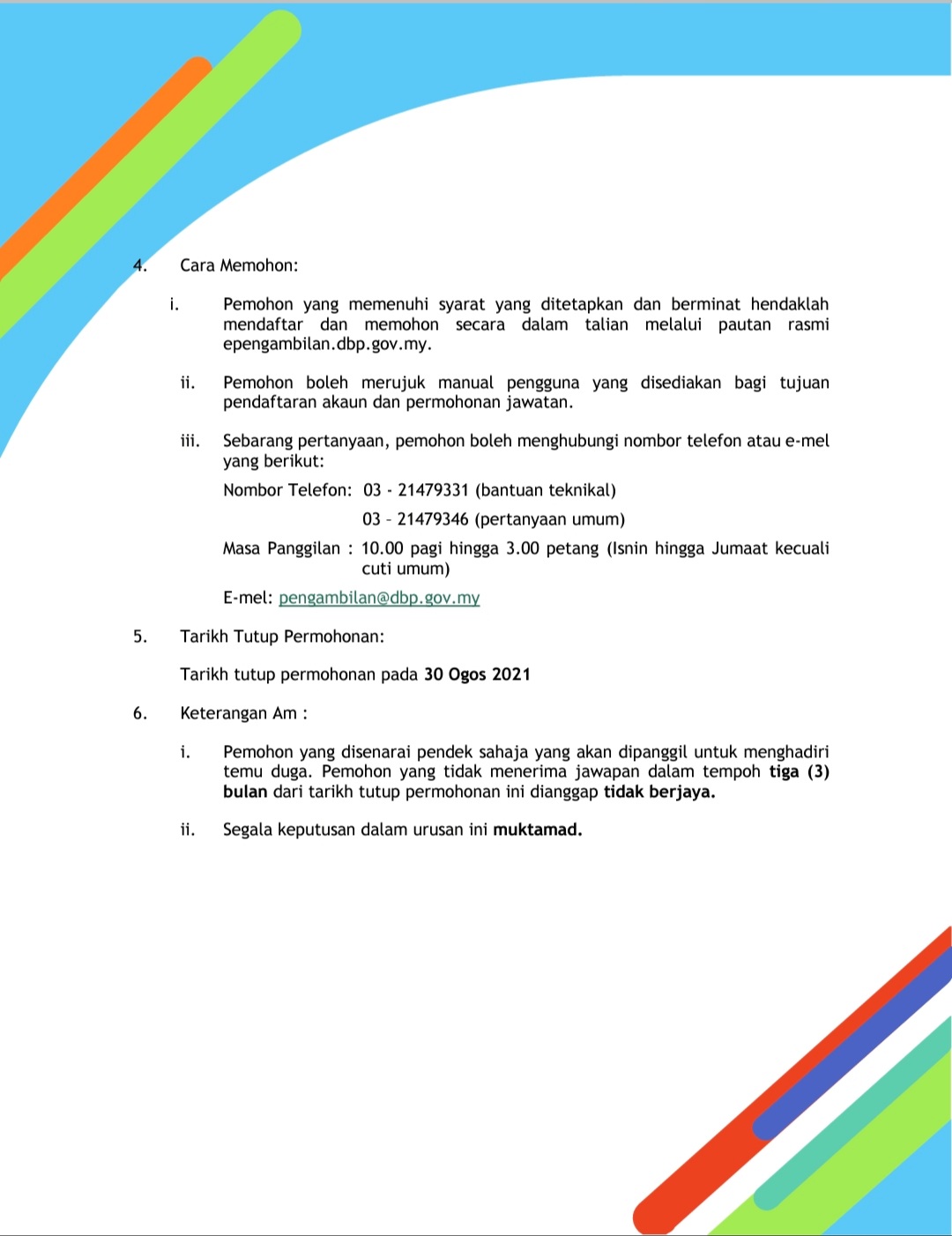 تويتر Dewan Bahasa Dan Pustaka على تويتر Iklan Kekosongan Jawatan Dbp Taraf Perkhidmatan Kontrak Untuk Perkhidmatan Tarikh Tutup Permohonan 30 Ogos 2021 Pautan Borang Permohonan Https T Co Uhq6ajwh5w Https T Co Pvwb5p9dff