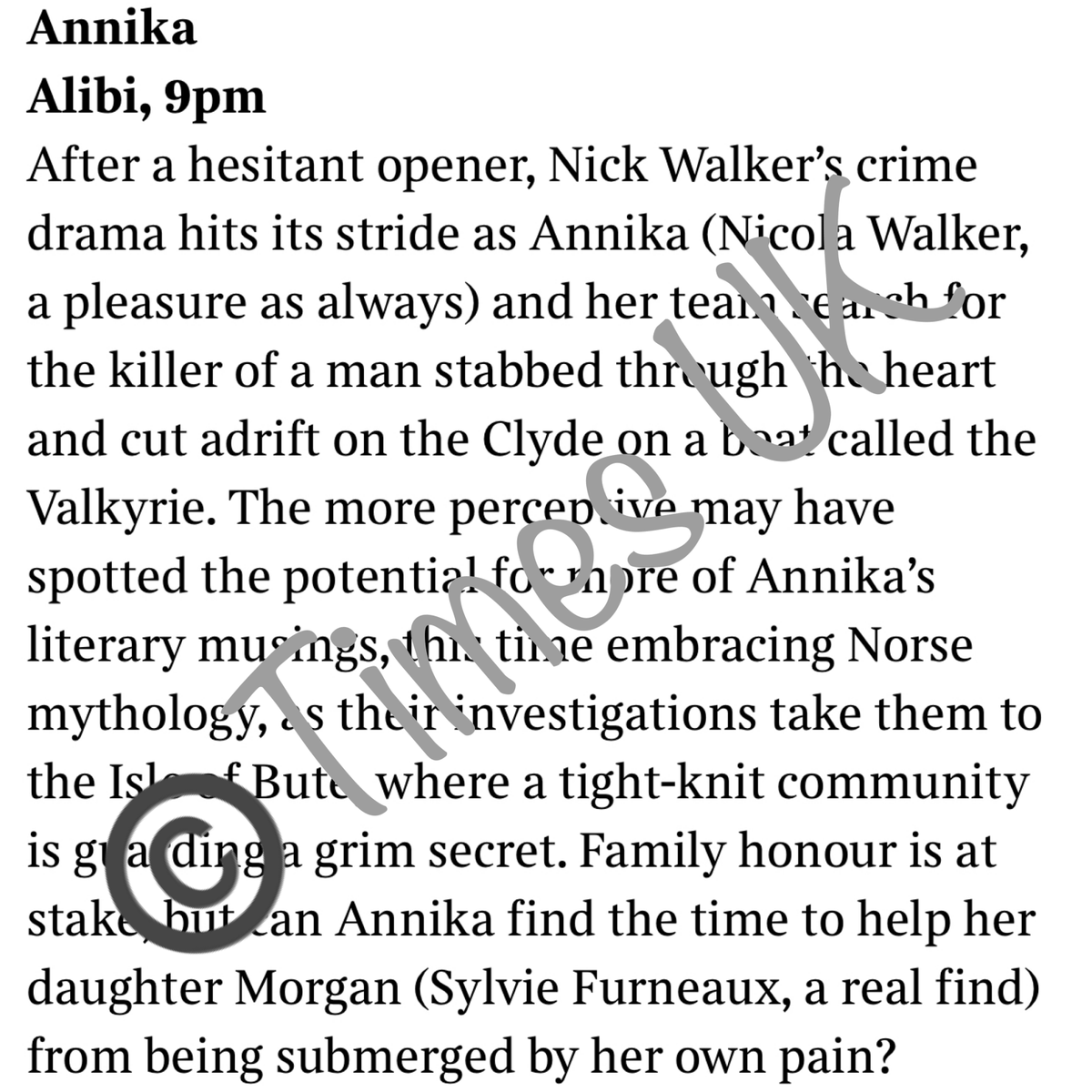 BonkersButBrill's tweet photo. #TimesUK continues to be supportive of #NicolaWalker and #Annika. https://t.co/SQSH9oz3bB