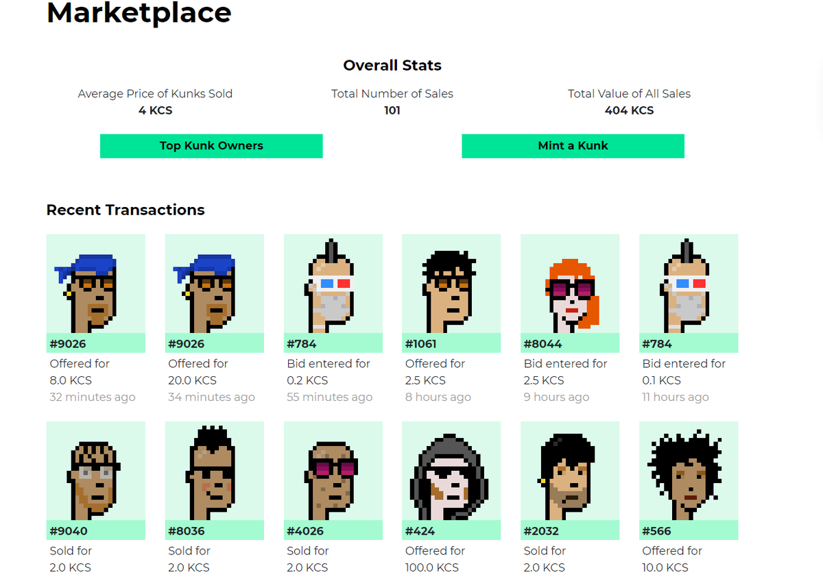 CryptoKunks's tweet photo. Have you checked out the new marketplace UI? #KCC $KCS #NFT #KuCoinCommunityChain https://t.co/919NBY4ldQ
