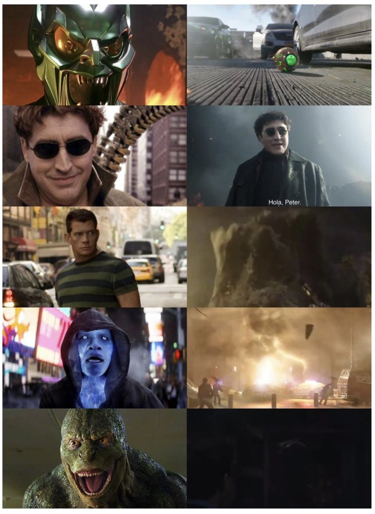 DaanLugo's tweet image. The trailer has/hints at 5 villains; Green Goblin, Doc Ock, Sandman, Lizard and Electro.

 #SpiderManNoWayHomeTrailer