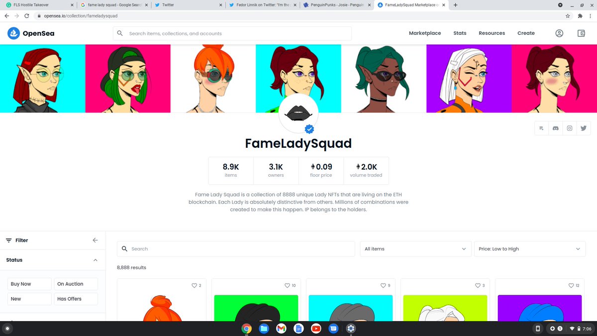 CryptoBlckParty's tweet photo. #FameLadySquad Showing 2K $ETH Total Transactions &amp; 0.09 $ETH Floor.

104th Ranking All Time Sales >1,960 #Ethereum 
only 2 spots behind @beeple!

Playing with #FLS data is fun.

How strong is the Lindy Effect &amp; Metcalfe's law? Let's find out @brainsDAO

https://t.co/gOZY1YZ0HV https://t.co/9PIH0NdWeZ