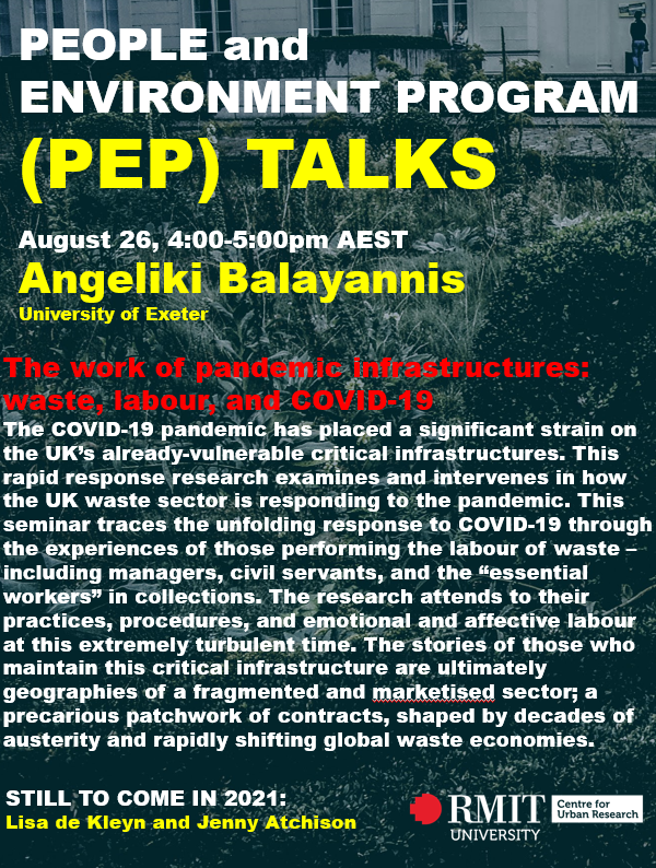 It's nearly time!

Join us this Thursday (Aug 26, 4-5pm) for the 'work of pandemic infrastructures' with @ABalayannis 
eventbrite.com.au/e/the-work-of-…