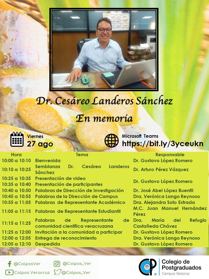 CItboca's tweet photo. Homenaje al Dr. Cesáreo Landeros Sánchez
🌐Microsoft Teams: https://t.co/AGv08zeT4y https://t.co/hKZBep3aIJ