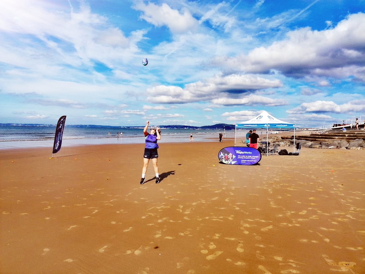 View from the office today.

@DallaglioRW working in Collaboration with @StreetGameWales & @MerthyrHousing down Aberavon beach delivering beach rugby to young people from Merthyr #youngpeople #coaching #collaboration #summersports 🏖️🏉🌞