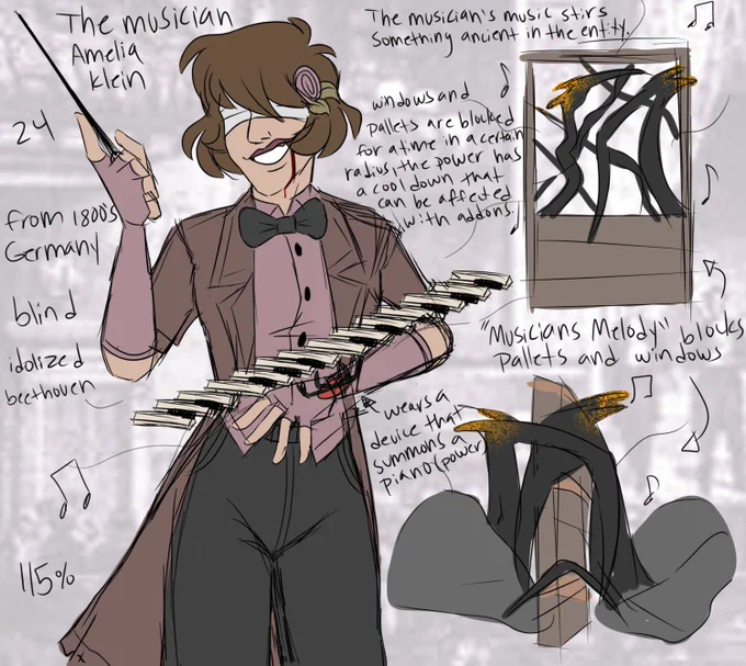 Thinking about the #DeadbyDaylight oc I made back in 2018 "The Musician" 