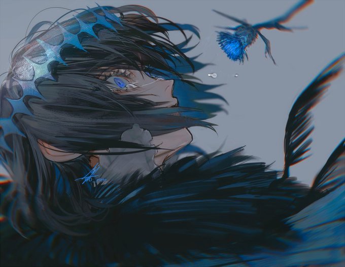 「black hair wings」 illustration images(Popular)