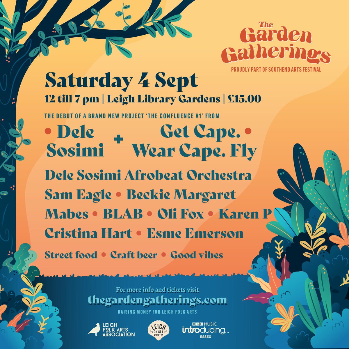 People of Southend. Something very special is happening the weekend after next. Myself and <a href="/DeleSosimi/">Dele Sosimi</a> will be debuting our brand new collaboration (as well as some GCWCF classics.) I am proud to have curated the Saturday line up of this new festival. bit.ly/gardengatherin…