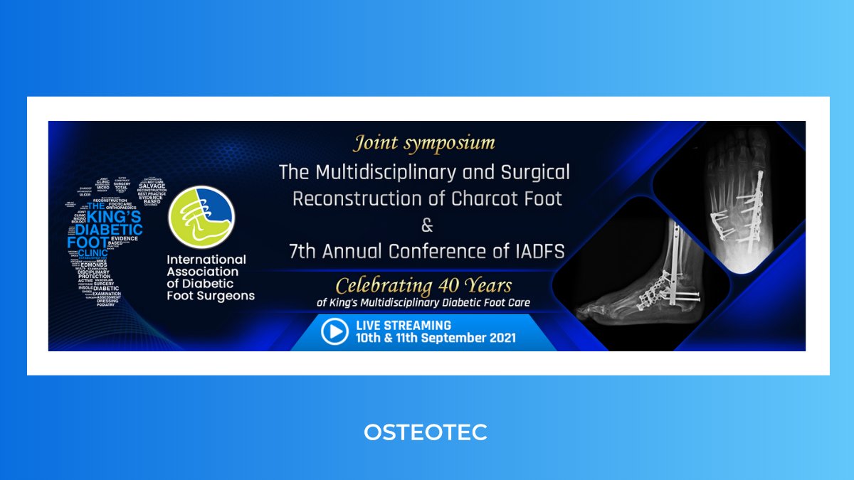 Osteotec's tweet image. We’re excited to announce we are sponsoring the Joint Symposium of the 7th Annual Conference of IADFS and The Multidisciplinary and Surgical Reconstruction of Charcot Foot on September 10 to 11.
 
We can’t wait to meet and engage with all the delegates and faculty members. #IADFS