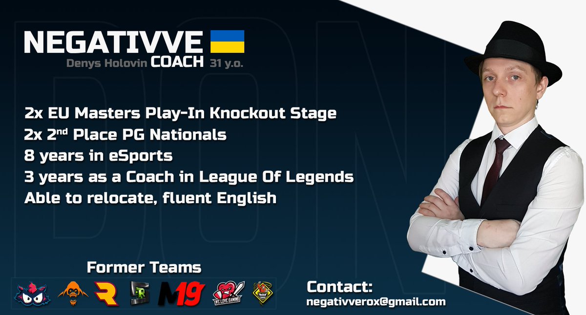 After my organizational mistake and trust in people/words instead of facts and feedback at the start of the year I'm LFT as a Coach for any region.

References:
<a href="/d2klol/">D2k</a>
@Korax_Ravenclaw
@Ward3nlol

CV, Portfolio, VOD Reviews, Presentations, Work/Analysis examples etc by request.