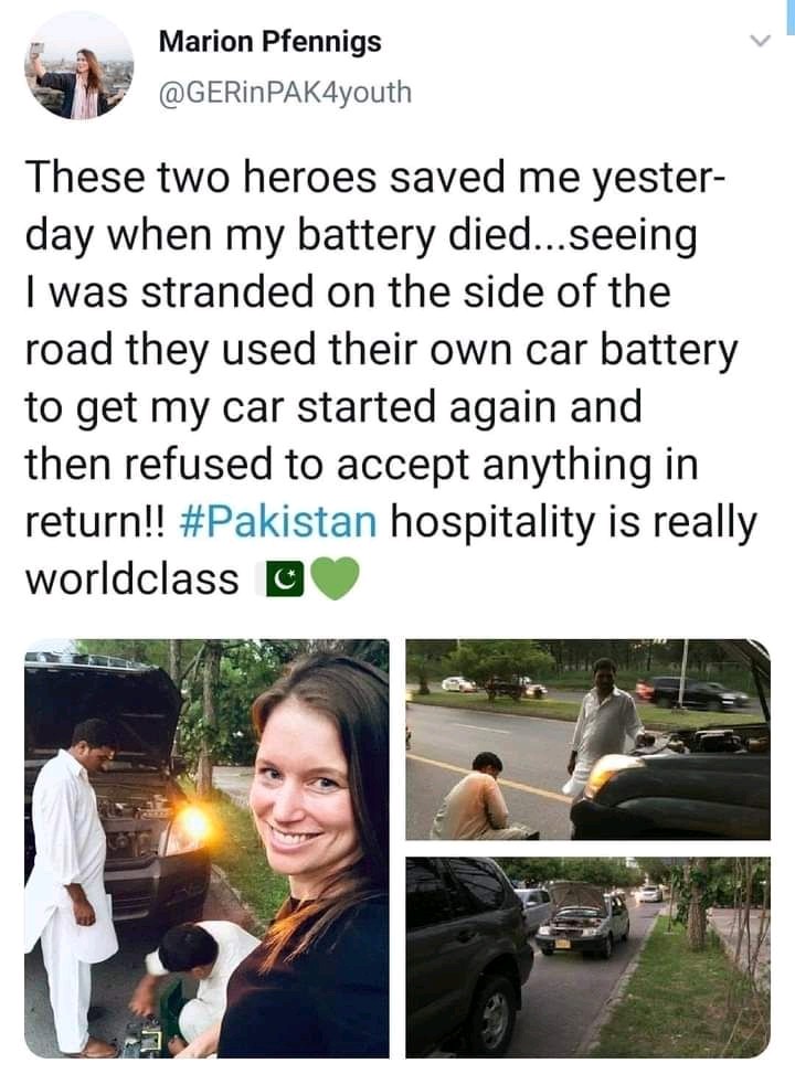 repenzall's tweet photo. #PakistanIsSafeforEveryone
An old tweet by Marion pfennigs...

#Pakistanissafeforwomen
#PakistanIsAPeacefulCountry 
#StopDefamingPakistan https://t.co/DQ0DQbqcEg