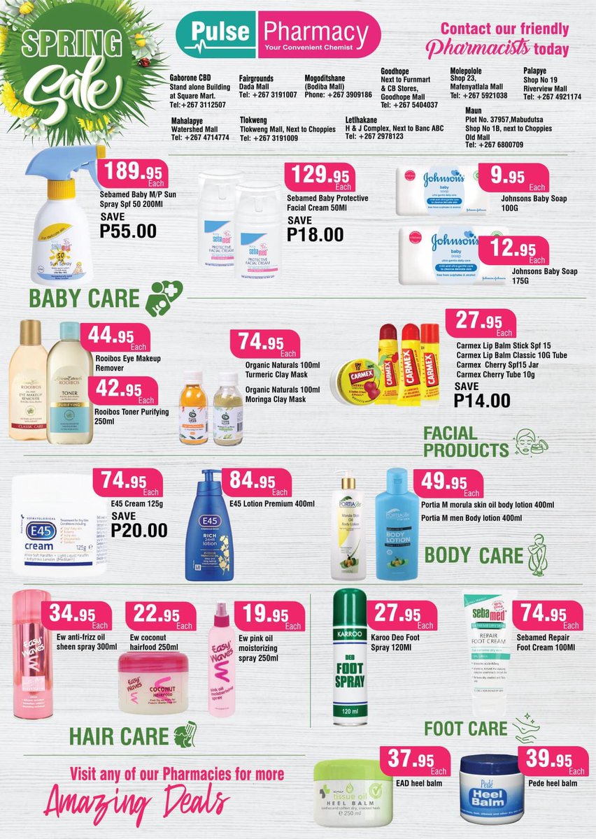 rollersfc's tweet image. Our Sponsors Pulse Pharmacy are happy to announce their month end Specials...
Visit your nearest Pulse Pharmacy store to avail discounts on products..