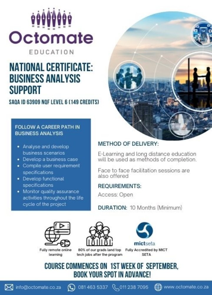 ooctomate's tweet image. To enrol for your Credits,RE1 ,RE5 , RE3 ,Class of Business,NCA and CPD 
Contact us 
WhatsApp and calls -0814635337
Email- stanford@octomate.co.za 
#GetItRightTheFirstTime
