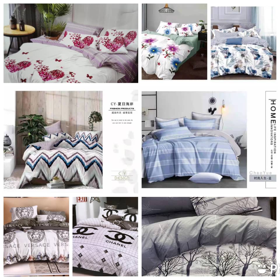 Beautiful duvets
Frame 1:6pcz duvets, 
Price tag:200k( a free pair of pillow cases, 2 cushion covers and a bedsheet)

Frame 2:5*6 at 140k(free pair of pillow cases , a bedsheet and cushioncovers)

Cash on delivery