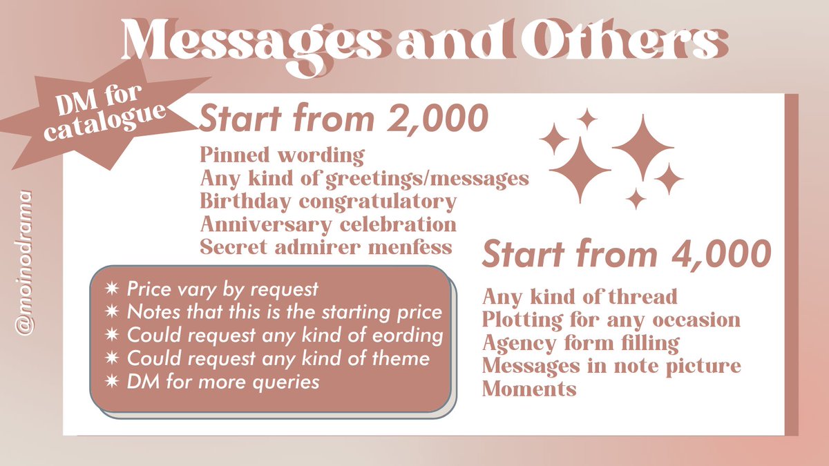 Moinodrama's tweet image. [Help RT ♡]

As the sun is high up on sky, we're ready to invite you into our realm! Throw your wildest dreams and imagination to us, we'll knit the word based on it. Any time, anywhere, let us be your source of help for wording matter!

#zonauang #zonaba #zonabu #zonajajan