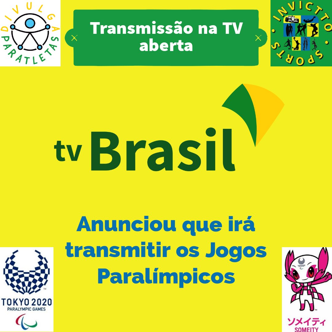 AtletasDivulga's tweet photo. ⚠️🚨IMPORTANTE!⚠️🚨

A @tvbrasil informou que irá transmitir os jogos Paralímpicos de Tóquio 2020.

É um canal da TV aberta 📺

#paralimpic #paralimpiadas #tvbrasil #parathlete #paratletasbrasil #pcd #pessoascomdeficiência #disabled #divulgaatletas20 https://t.co/KtY2cN81GK