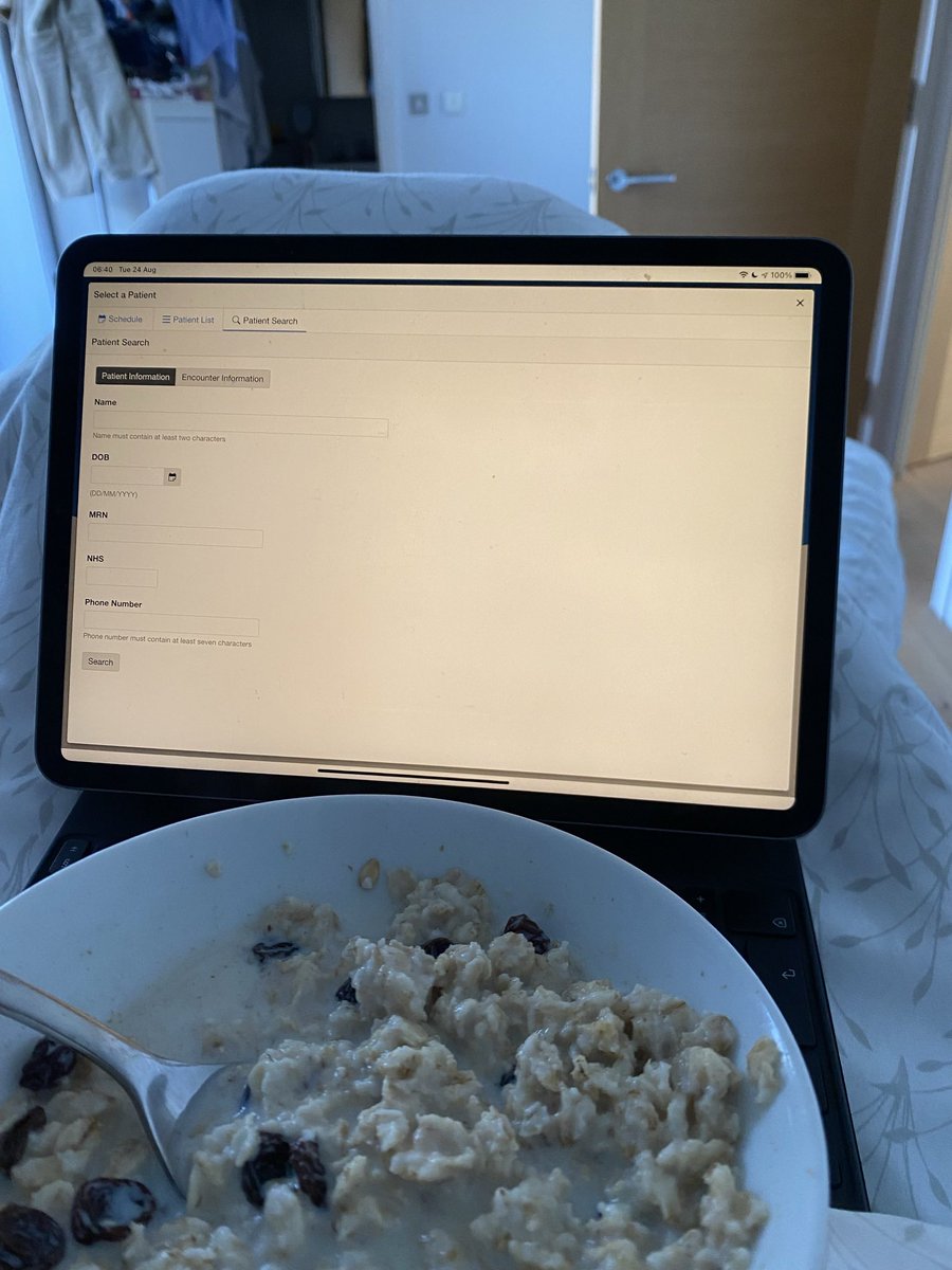 One of the joys of the electronic patient administration system is that I can pre-op my patients in detail in bed while eating my breakfast. Happy Tuesday everyone…