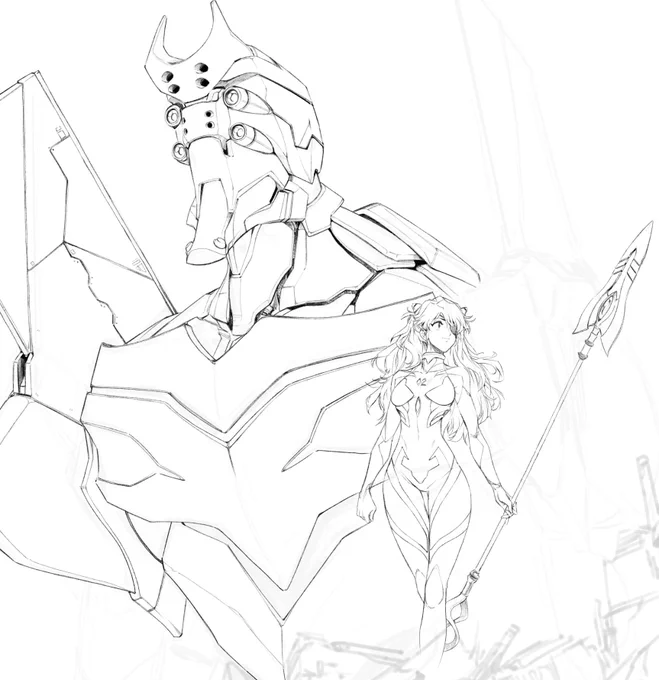 Progress from the stream! Jammed Lupin the III and drew some lines. 

Check out the VOD here! 

https://t.co/vgWwopl5u4

Cheers and thank you everyone for stopping by!
D.

#Evangelion #Asuka 