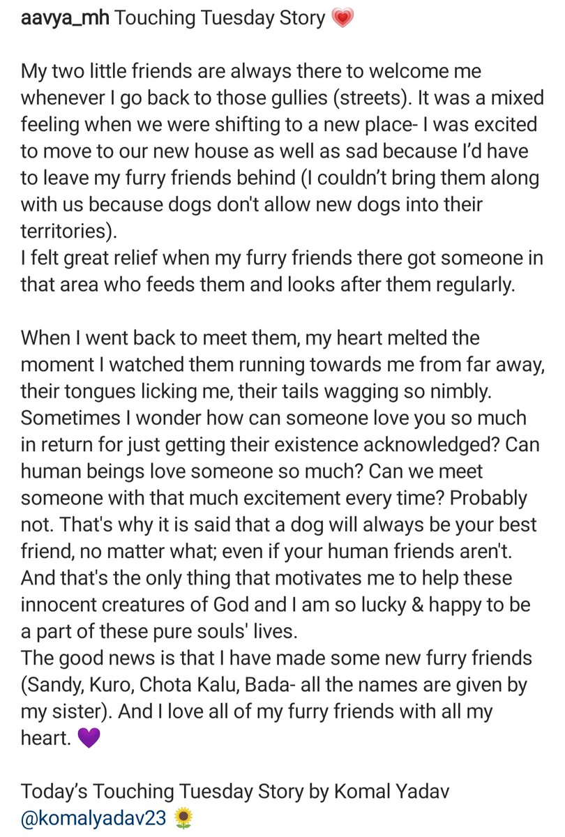 AavyaMh's tweet photo. TOUCHING TUESDAY🌼
A wholesome story that will definitely make your heart full with warmth is here! Do check it out! Don't forget to like and retweet 💗 https://t.co/LTMskqTB8r