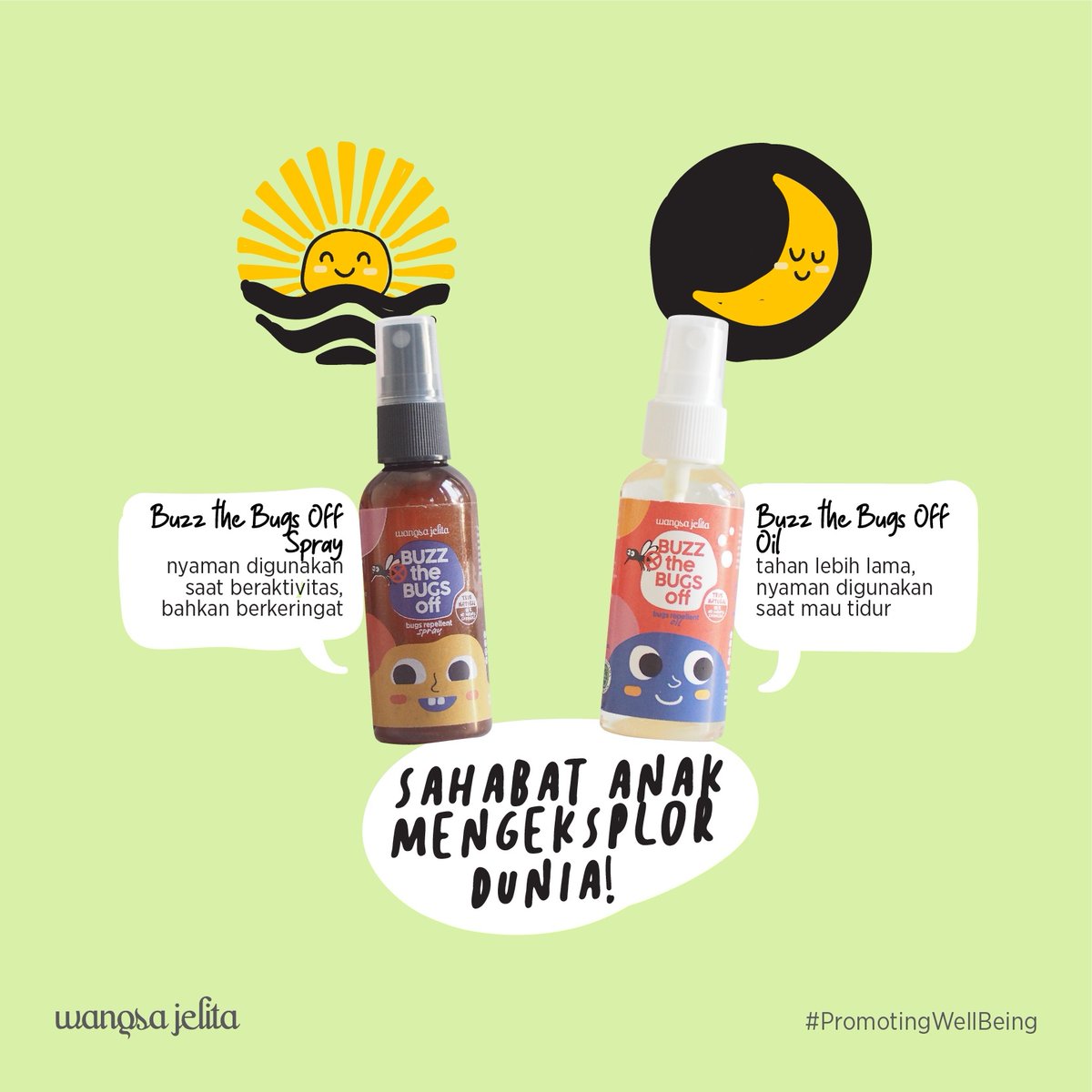 Yang masih bingung mau pilih Buzz the Bugs Off Oil atau Spray, kurang lebih ini lah cara milihnya... Hehehe. ❤️

Promo Edisi Khusus Spesial untuk Anak masih ada. Jangan sampai kehabisan yaaa! 👍

#NoHarmfulChemicals 
#PromotingWellBeing 
#BugsRepellent